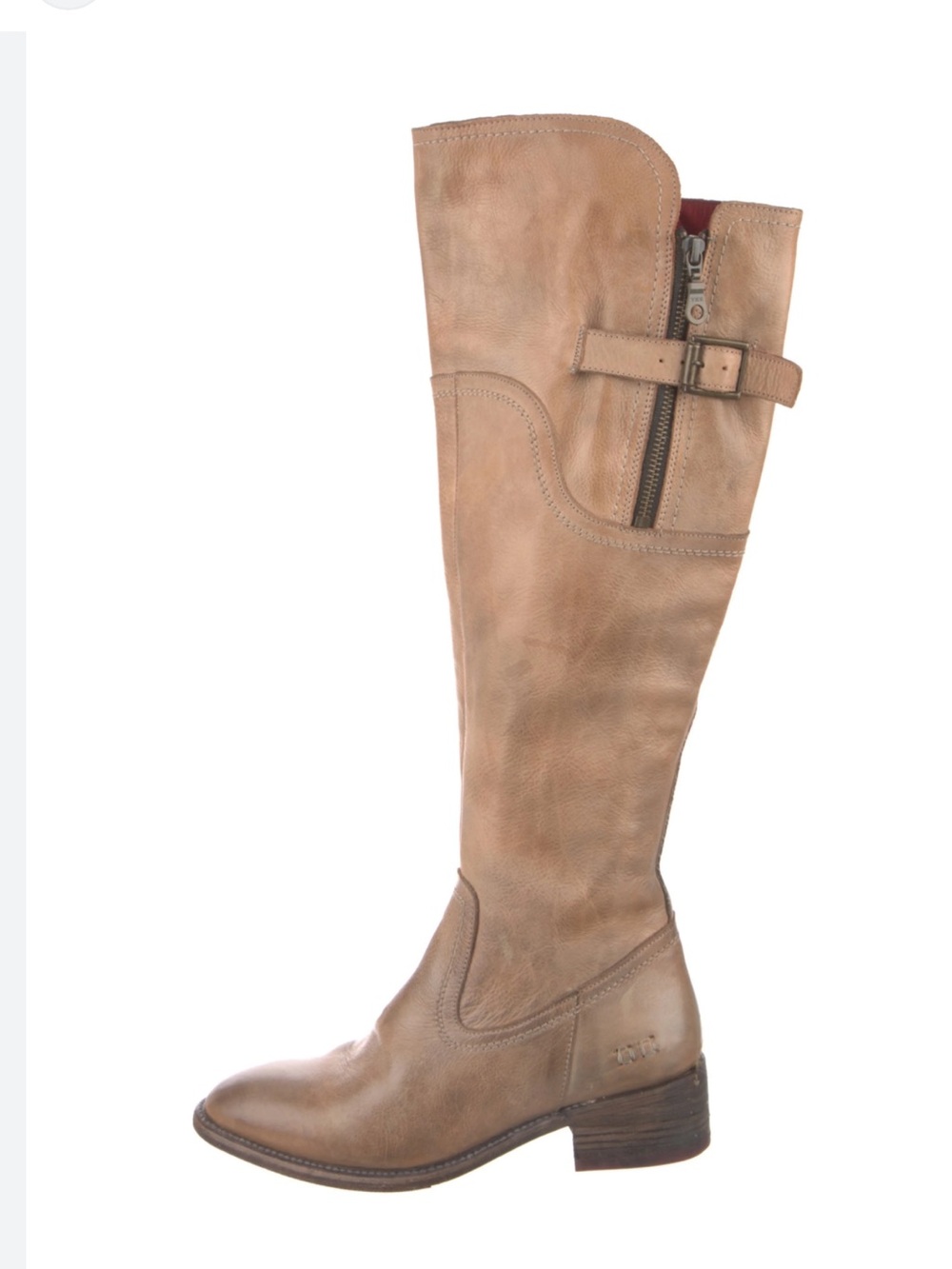 BED|STU Women's Over-the-Knee Tan Leather Buckle Boots